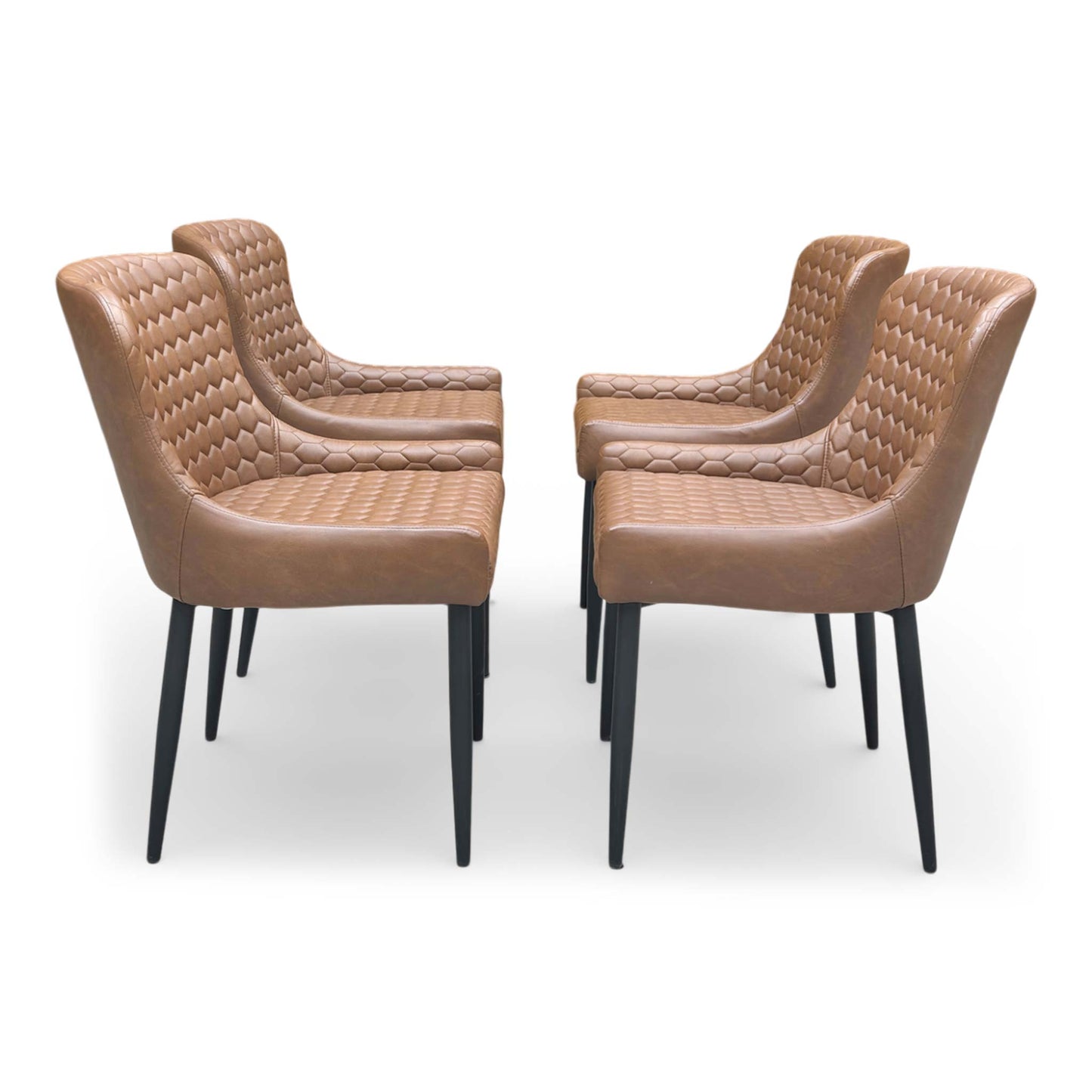 'Osaka' Tan Brown Faux Leather Fixed Dining Chairs - Set of 4 - product photo 4