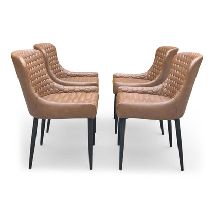 'Osaka' Tan Brown Faux Leather Fixed Dining Chairs - Set of 4 - product photo 4