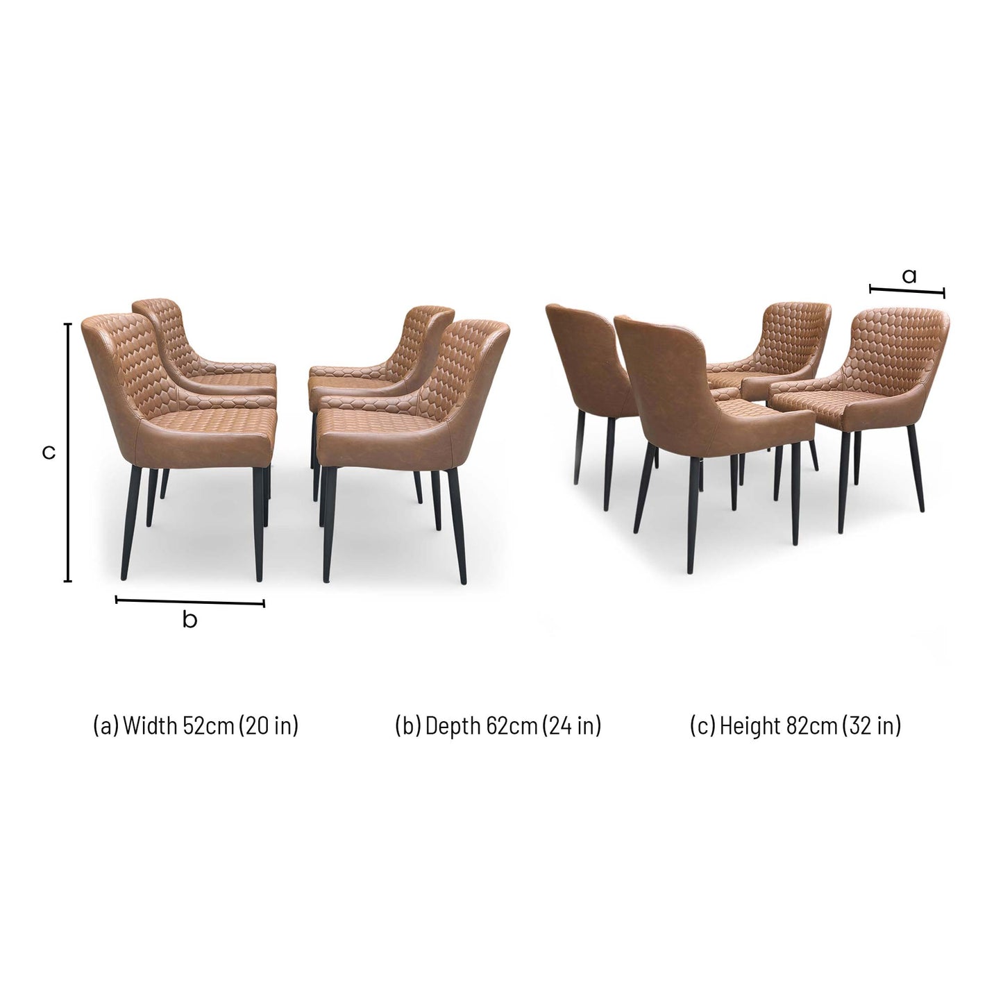 'Osaka' Tan Brown Faux Leather Fixed Dining Chairs - Set of 4 - product photo 7