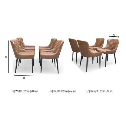 'Osaka' Tan Brown Faux Leather Fixed Dining Chairs - Set of 4 - product photo 7