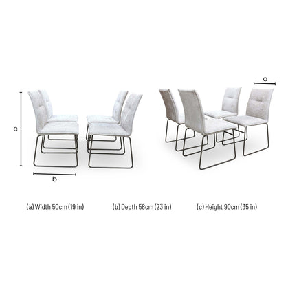 Dimensions diagram for the sand Connubia Maya dining chair.