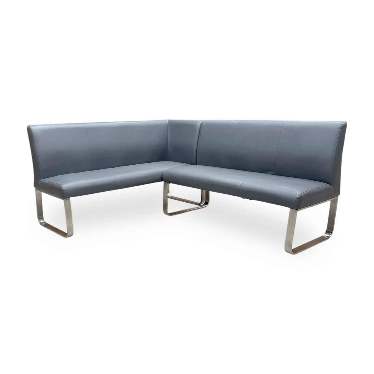 Frontal view of Cocoon corner bench styled in a contemporary dining maximizing seating capacity in a corner layout.