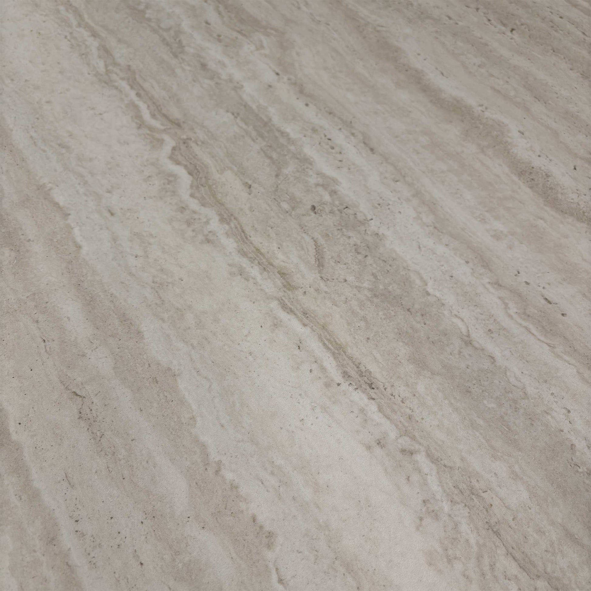 Close-up detail of the swivel extension joint and the underside of the travertine-effect ceramic tabletop.