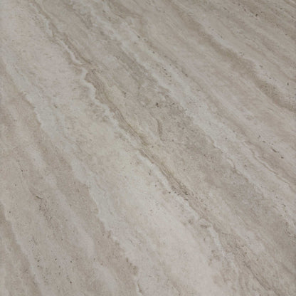 ‘Raul’ Travertine Ceramic Top 120cm Swivel Extending Dining Table with Stone Grey Fabric Set of 4 Swivel Dining Chairs