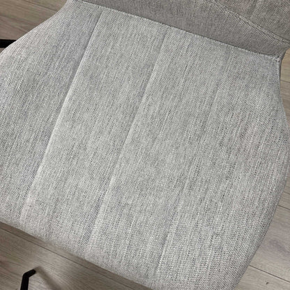 ‘Raul’ Travertine Ceramic Top 120cm Swivel Extending Dining Table with Stone Grey Fabric Set of 4 Swivel Dining Chairs