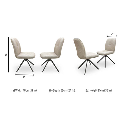 Dimensions diagram of swivel chairs: Width 48cm, Depth 62cm, Height 91cm.