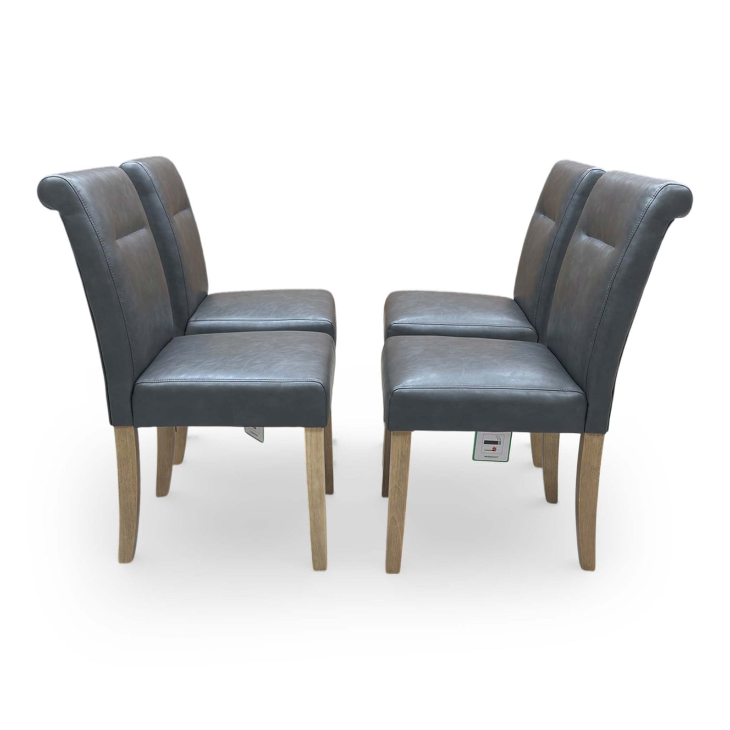 Frontal view of the Lewis chair emphasizing the high roll-back silhouette and foam-padded seat.