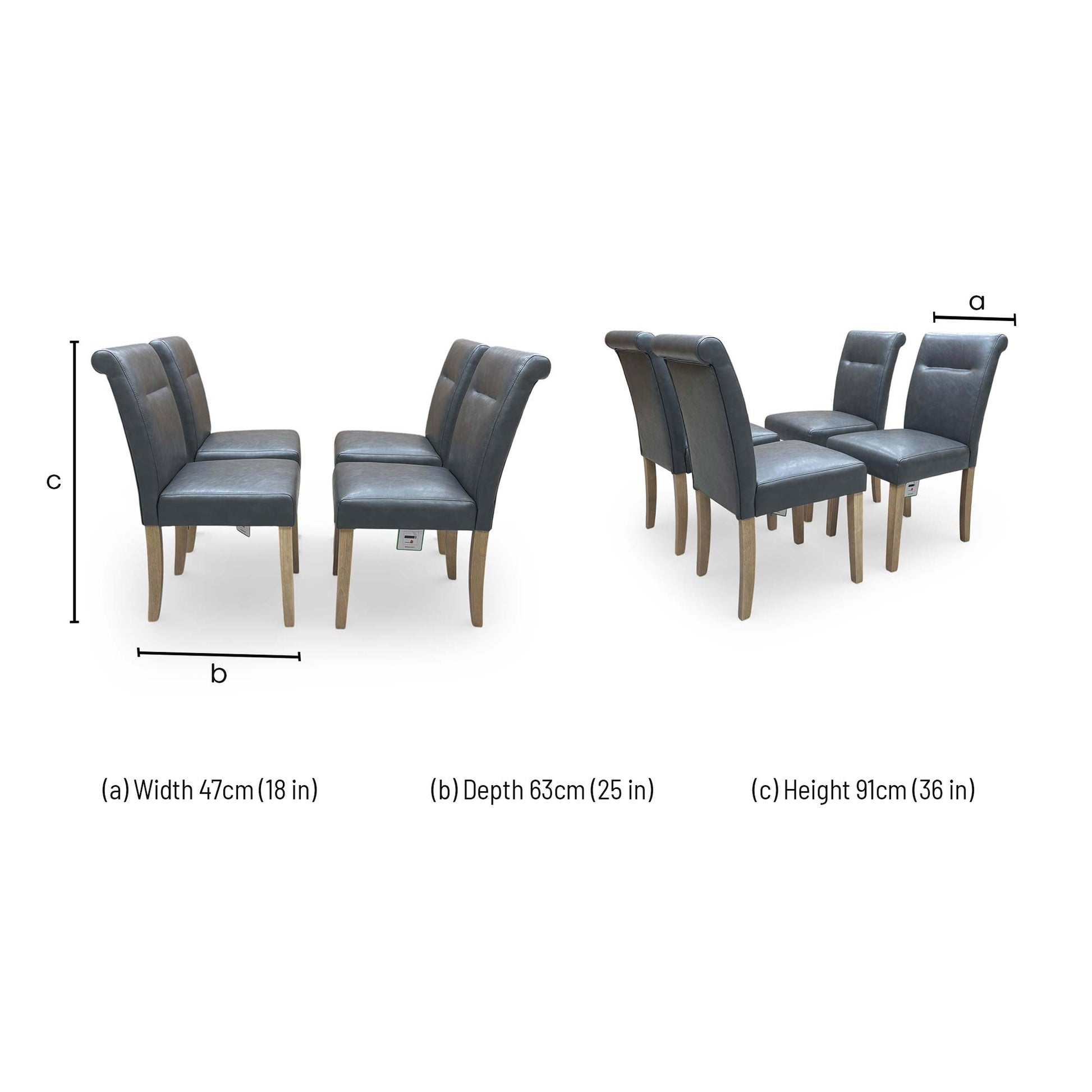 Dimensions diagram for the Lewis roll-back chair.