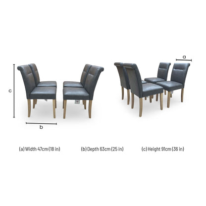 Dimensions diagram for the Lewis roll-back chair.