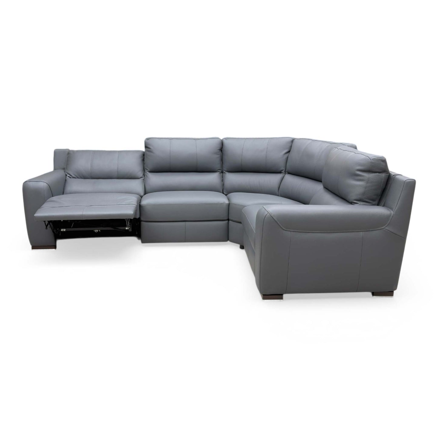 ‘Viali’ Verona Petrol Blue 2597 Leather Small Right Hand Facing Power Recliner corner Sofa