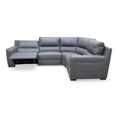 ‘Viali’ Verona Petrol Blue 2597 Leather Small Right Hand Facing Power Recliner corner Sofa