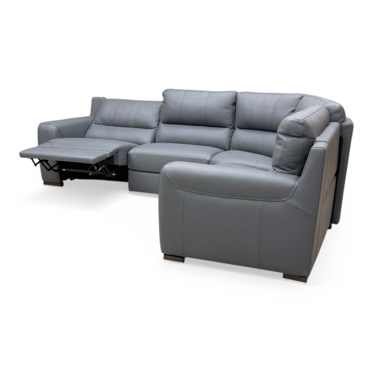 ‘Viali’ Verona Petrol Blue 2597 Leather Small Right Hand Facing Power Recliner corner Sofa