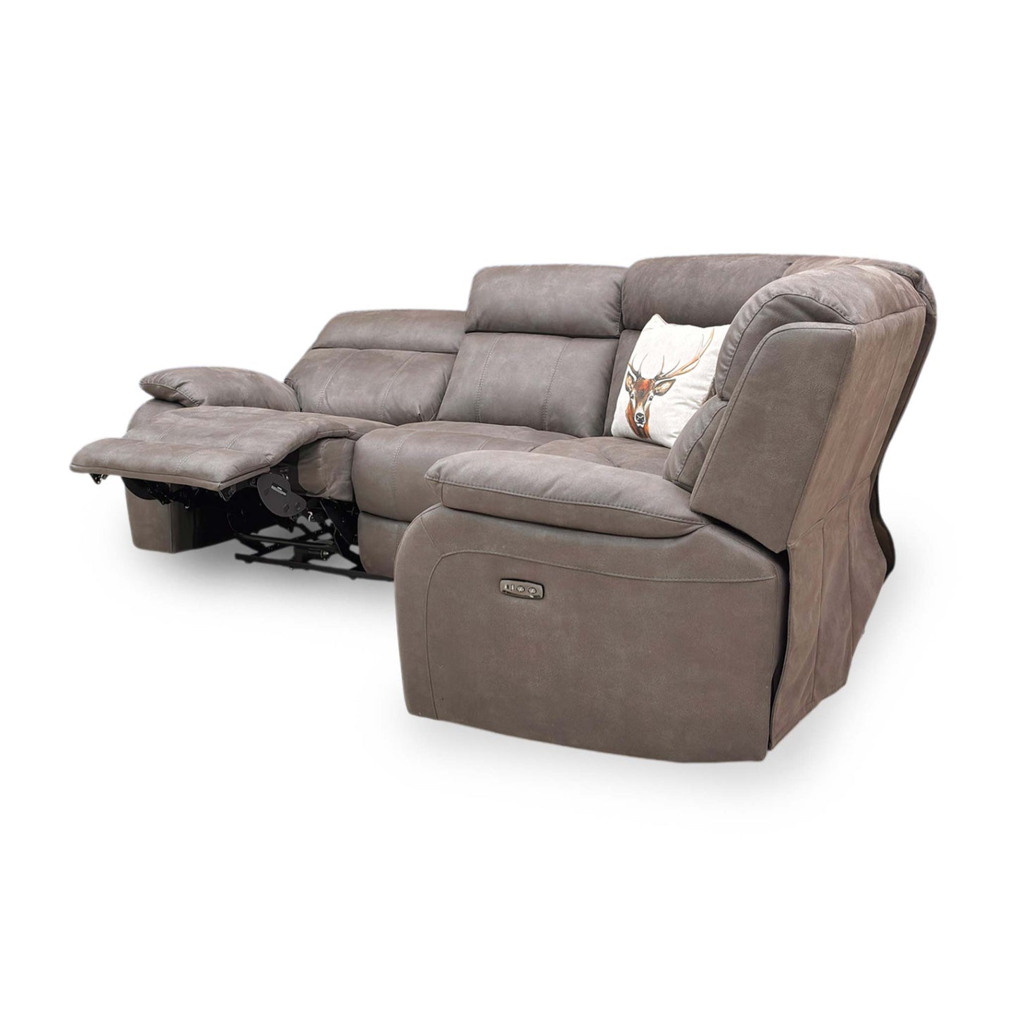 Side profile of the right-hand facing chaise section, highlighting the deep seat cushions and ergonomic back support.