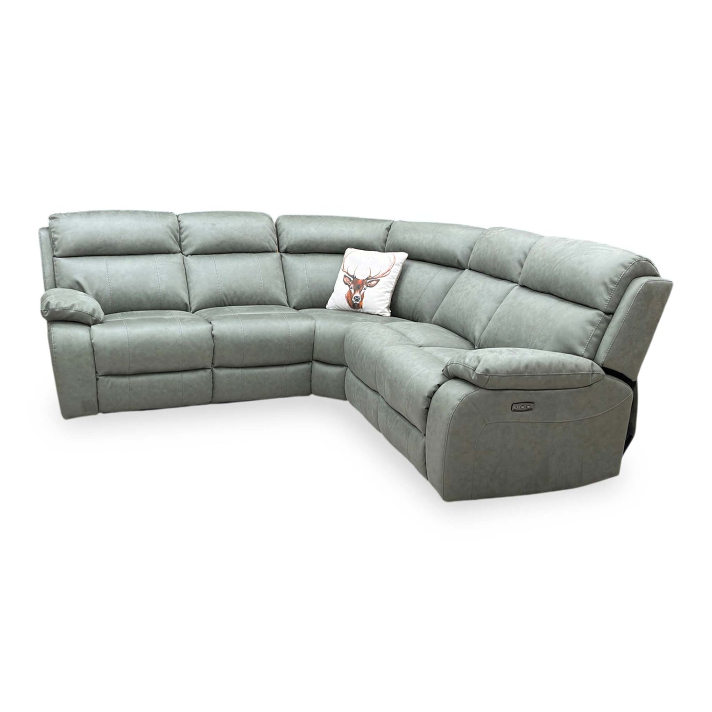 Side shot of the sofa's high backrest and integrated headrests, emphasizing the ergonomic support and modern designer aesthetic.