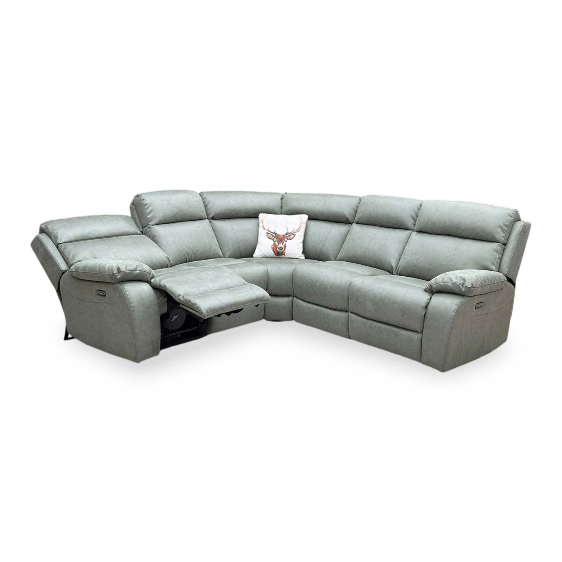 Side shot of the sofa's high backrest and integrated headrests, emphasizing the ergonomic support and modern designer aesthetic.