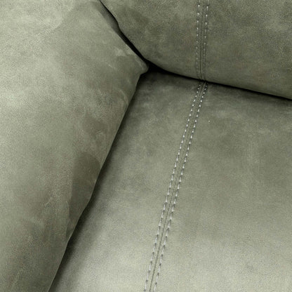 Close-up of the Olive Green suede fabric texture, highlighting the soft-touch finish and the rich, earthy green hue of the upholstery.