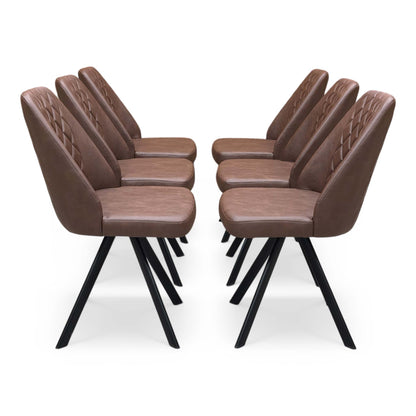Front view of the Jupiter tan brown swivel chair, showcasing the stylish curved silhouette and elegant quilted-effect stitching.