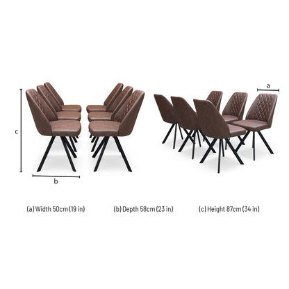 Technical dimension diagram for the Jupiter swivel dining chair.