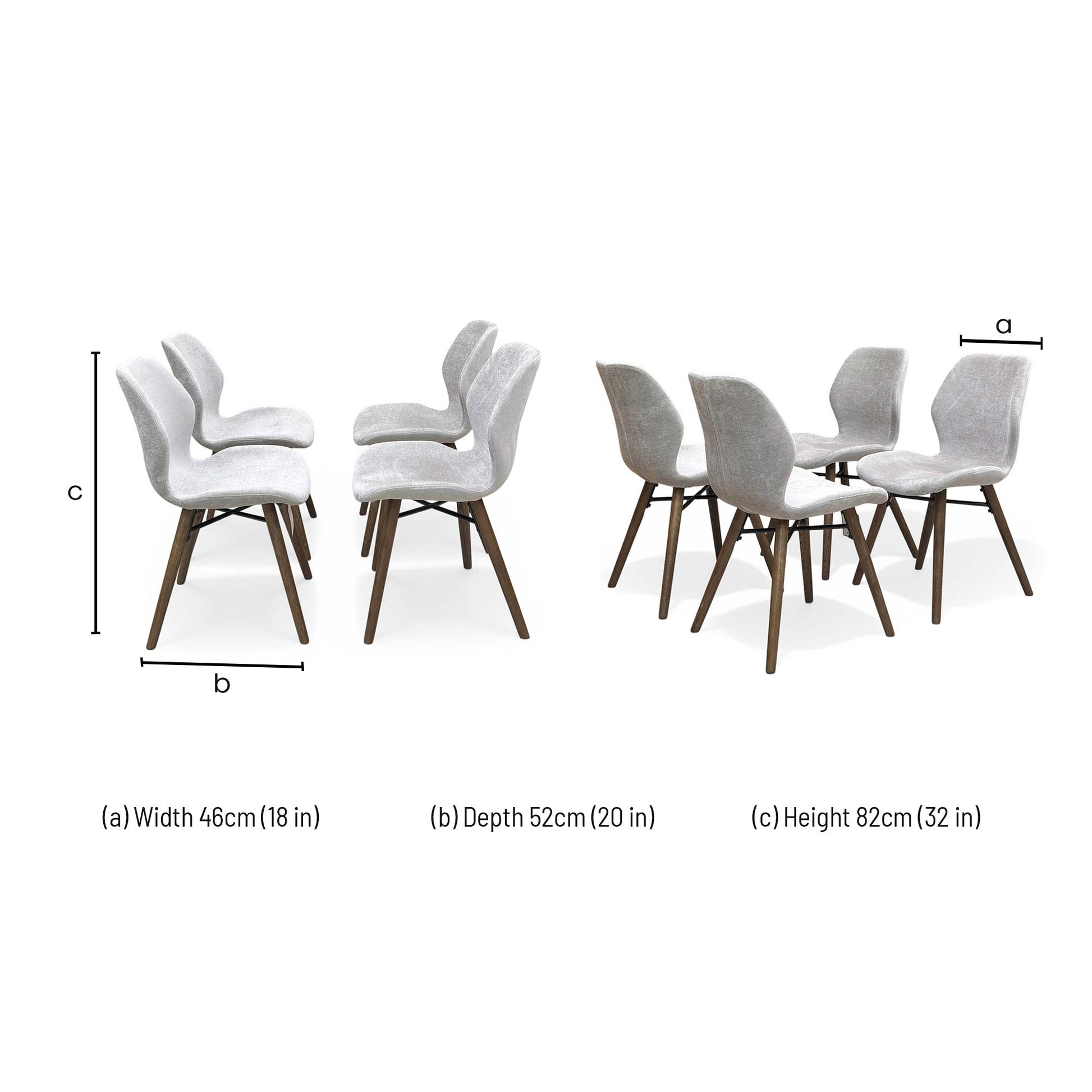 Technical dimension diagram for the Stockholm dining chair.