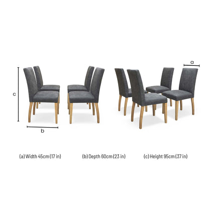 Technical dimension diagram for the Augusta dining chair.