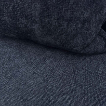 Close-up of the Derwent denim blue chenille fabric, showing the soft, textured weave and durable material quality.