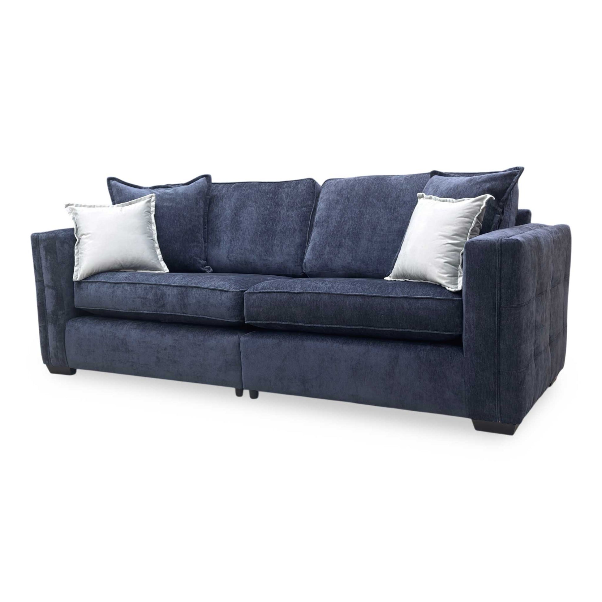 Angled view of the Chelsea 4-seater, highlighting the generous seating area and elegant classic back cushions.