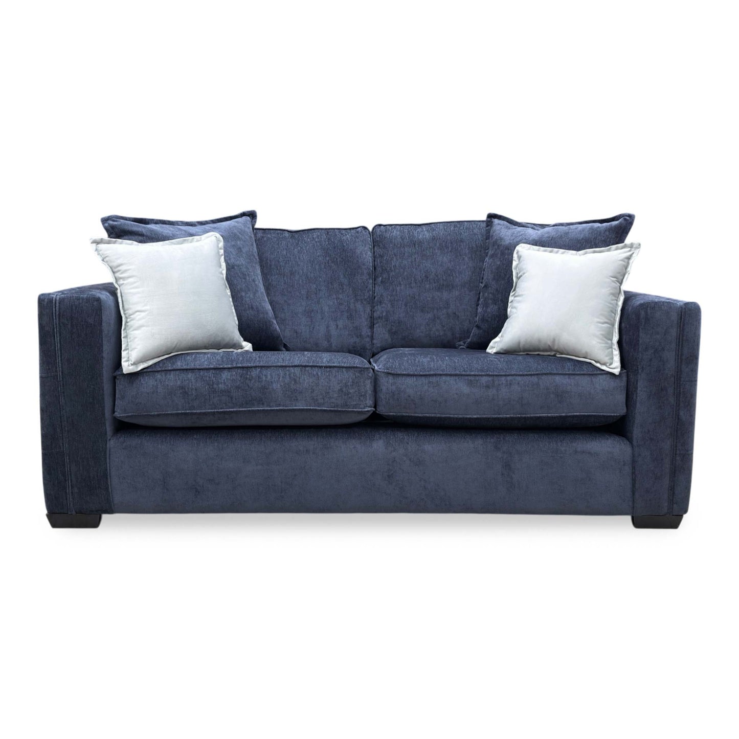 Front view of the Chelsea 3-seater sofa, showcasing the textured chenille fabric and three-cushion classic back.