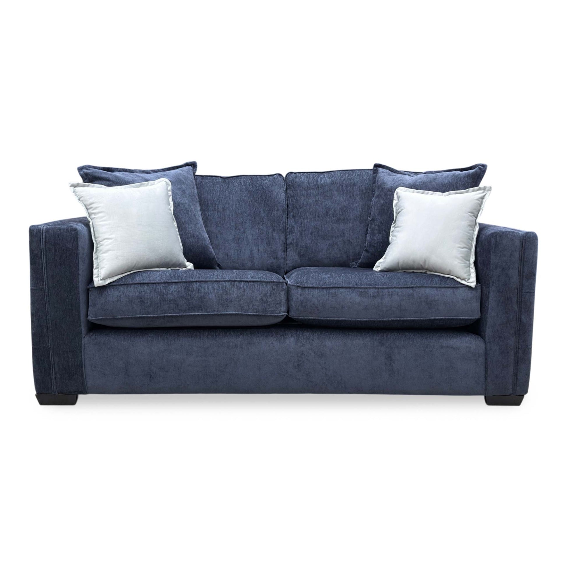 Front view of the Chelsea 3-seater sofa, showcasing the textured chenille fabric and three-cushion classic back.