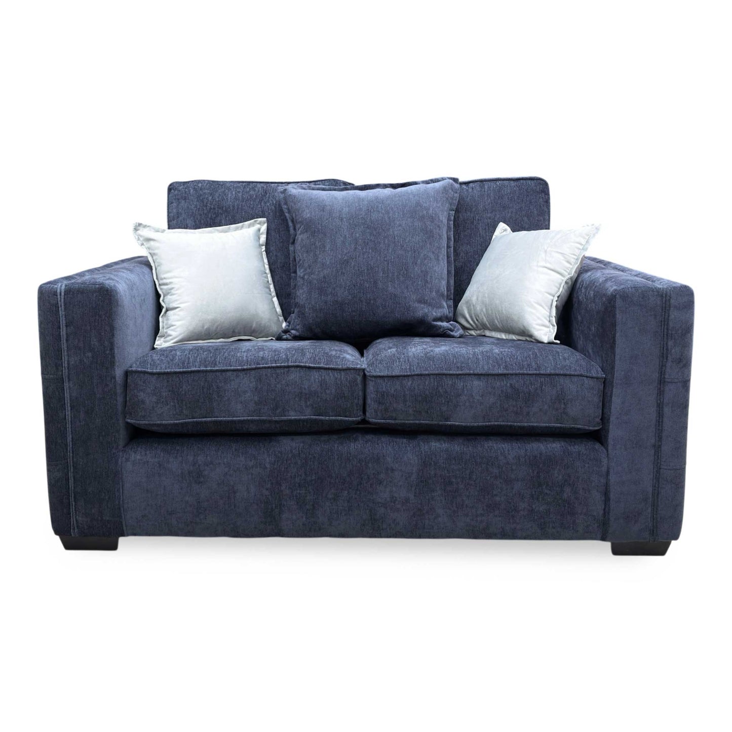 Front view of the Chelsea 2-seater sofa, showcasing the textured chenille weave and elegant, traditional silhouette.