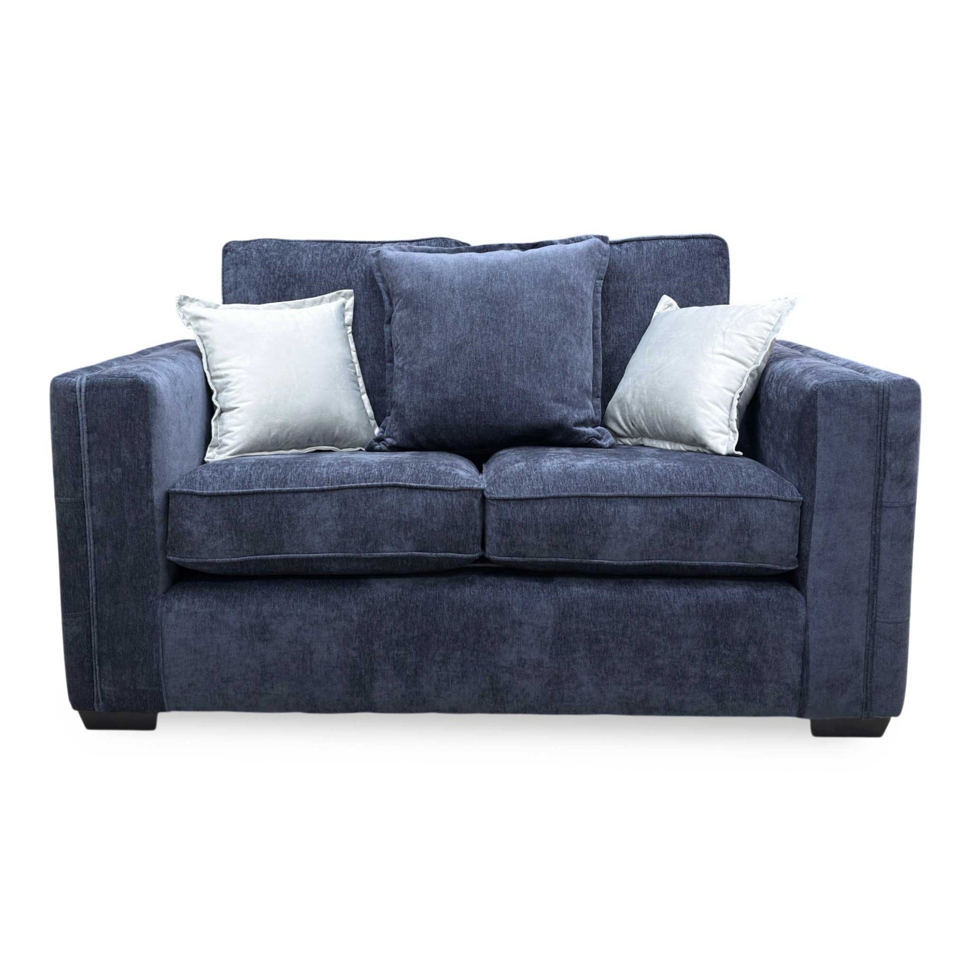 Front view of the Chelsea 2-seater sofa, showcasing the textured chenille weave and elegant, traditional silhouette.