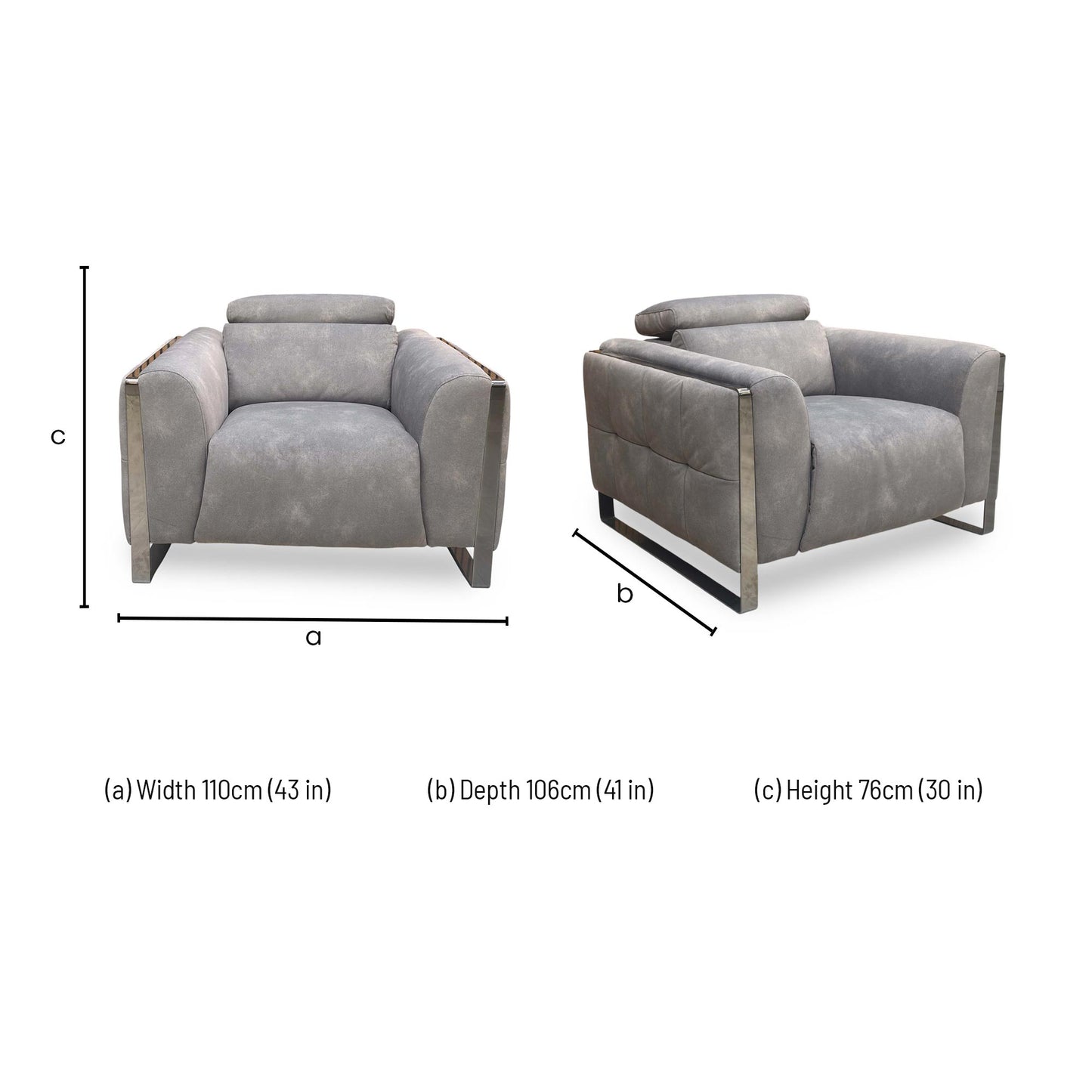 Technical dimension diagram for the Gisella chair.