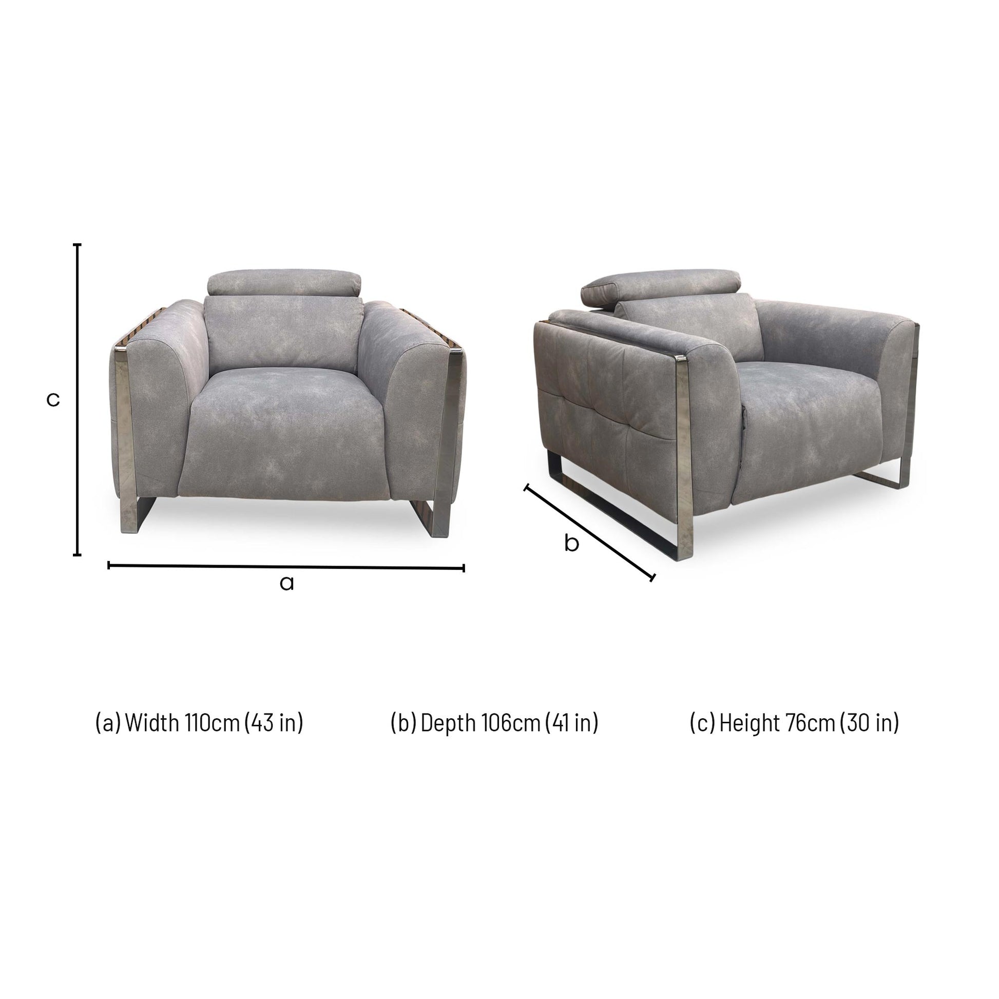 Technical dimension diagram for the Gisella chair.
