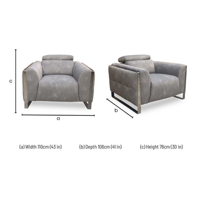Technical dimension diagram for the Gisella chair.