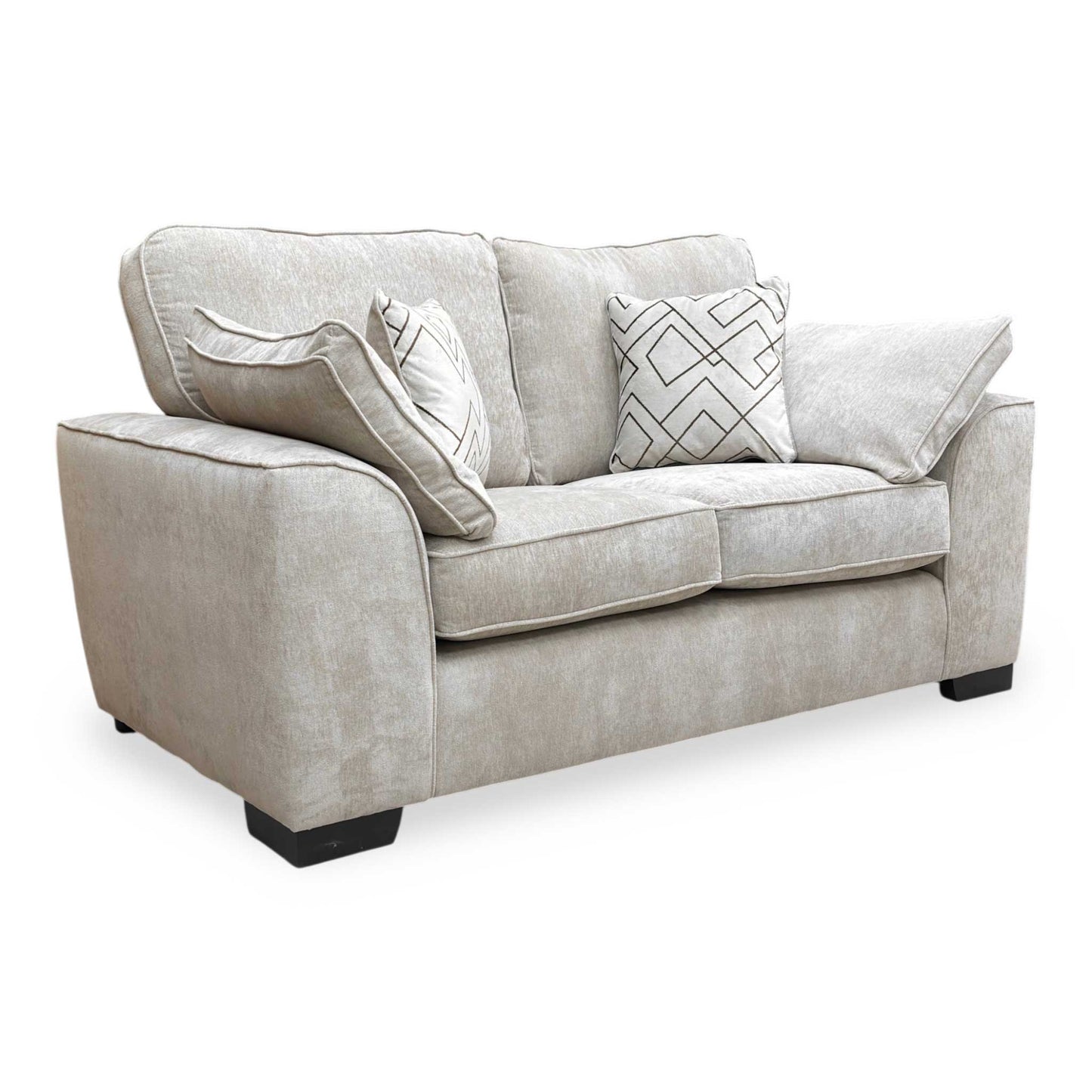 The ‘Harvey’ Truffle Derwent Soft Weave Fabric 2 Seater Sofa, featuring a contemporary design and supportive seating.