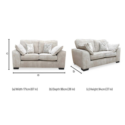 Technical dimension diagram for the Harvey 2 seater sofa.