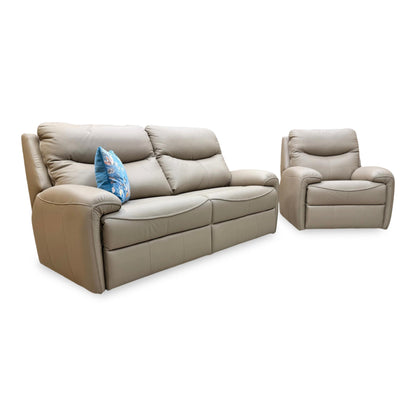 G Plan 'Amesbury' L846 Cambridge Taupe Leather 3 Seater Sofa + Chair