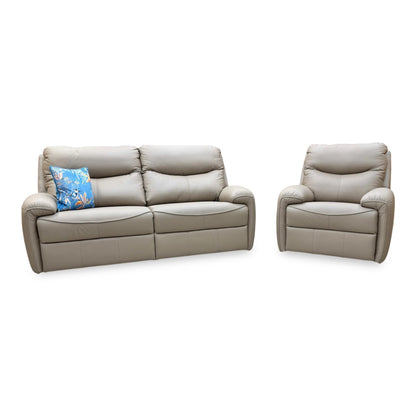 G Plan 'Amesbury' L846 Cambridge Taupe Leather 3 Seater Sofa + Chair