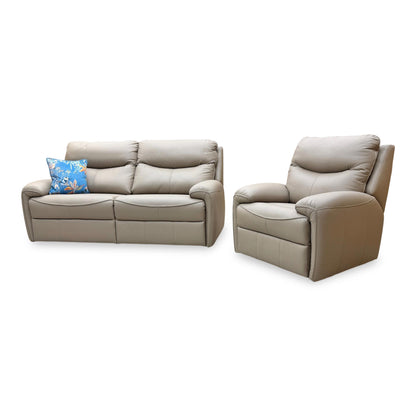 G Plan 'Amesbury' L846 Cambridge Taupe Leather 3 Seater Sofa + Chair
