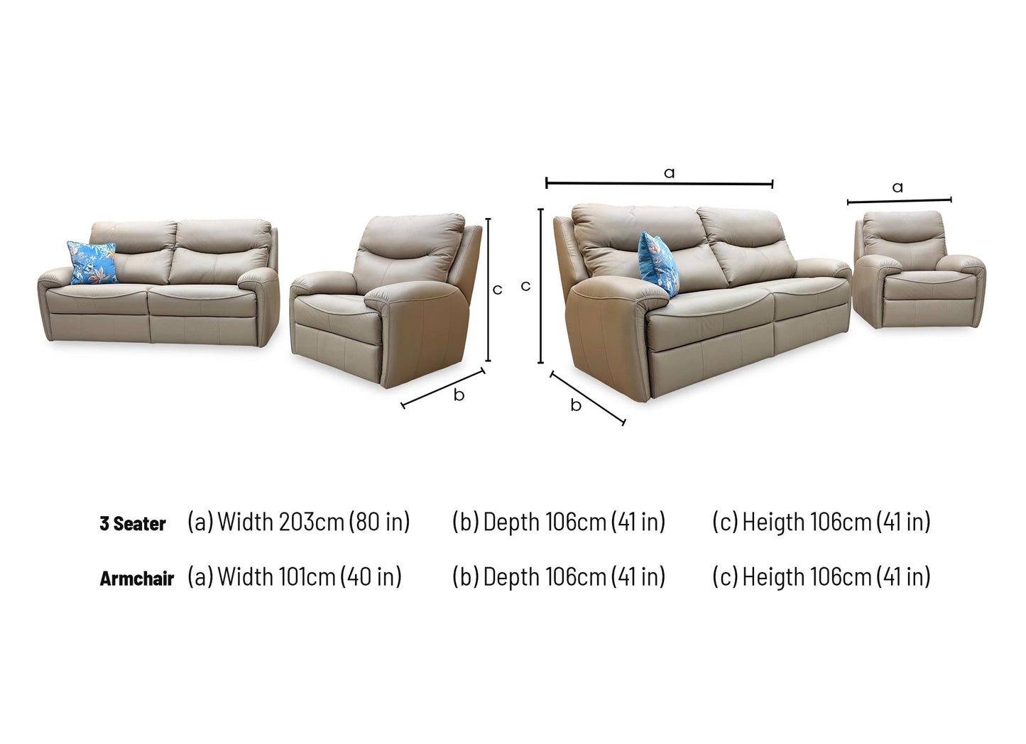 G Plan 'Amesbury' L846 Cambridge Taupe Leather 3 Seater Sofa + Chair