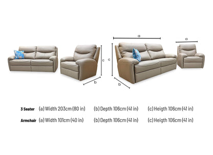 G Plan 'Amesbury' L846 Cambridge Taupe Leather 3 Seater Sofa + Chair