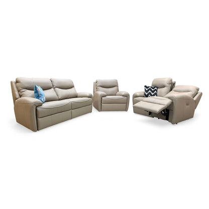 G Plan 'Amesbury' L846 Cambridge Taupe Leather 3 + 2 Seater Sofa + Chair