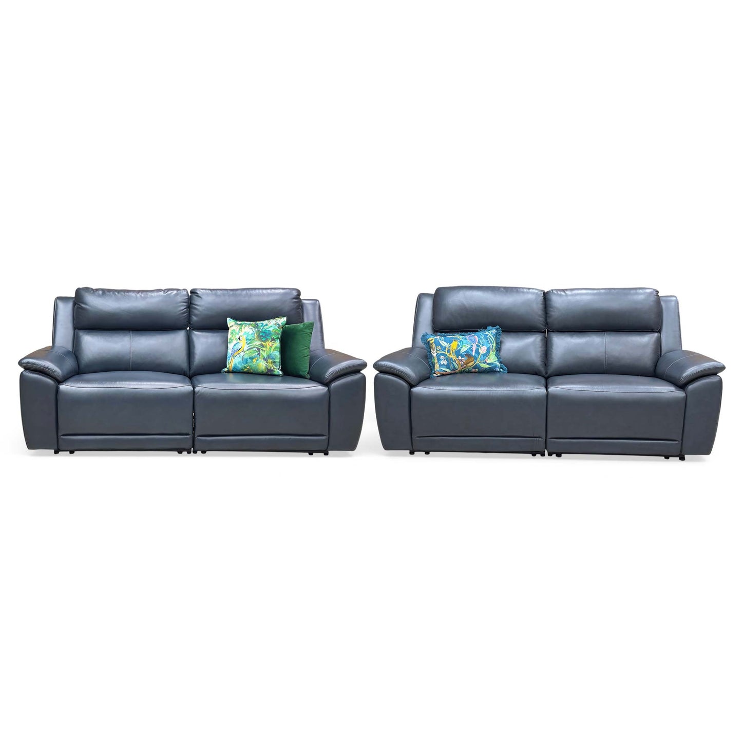 ‘Utah’ Natural Milled Navy Blue La-4828 Leather 3 + 3 Seater Sofa Power Recliner with Power Headrests and Power Lumbar - product photo 5