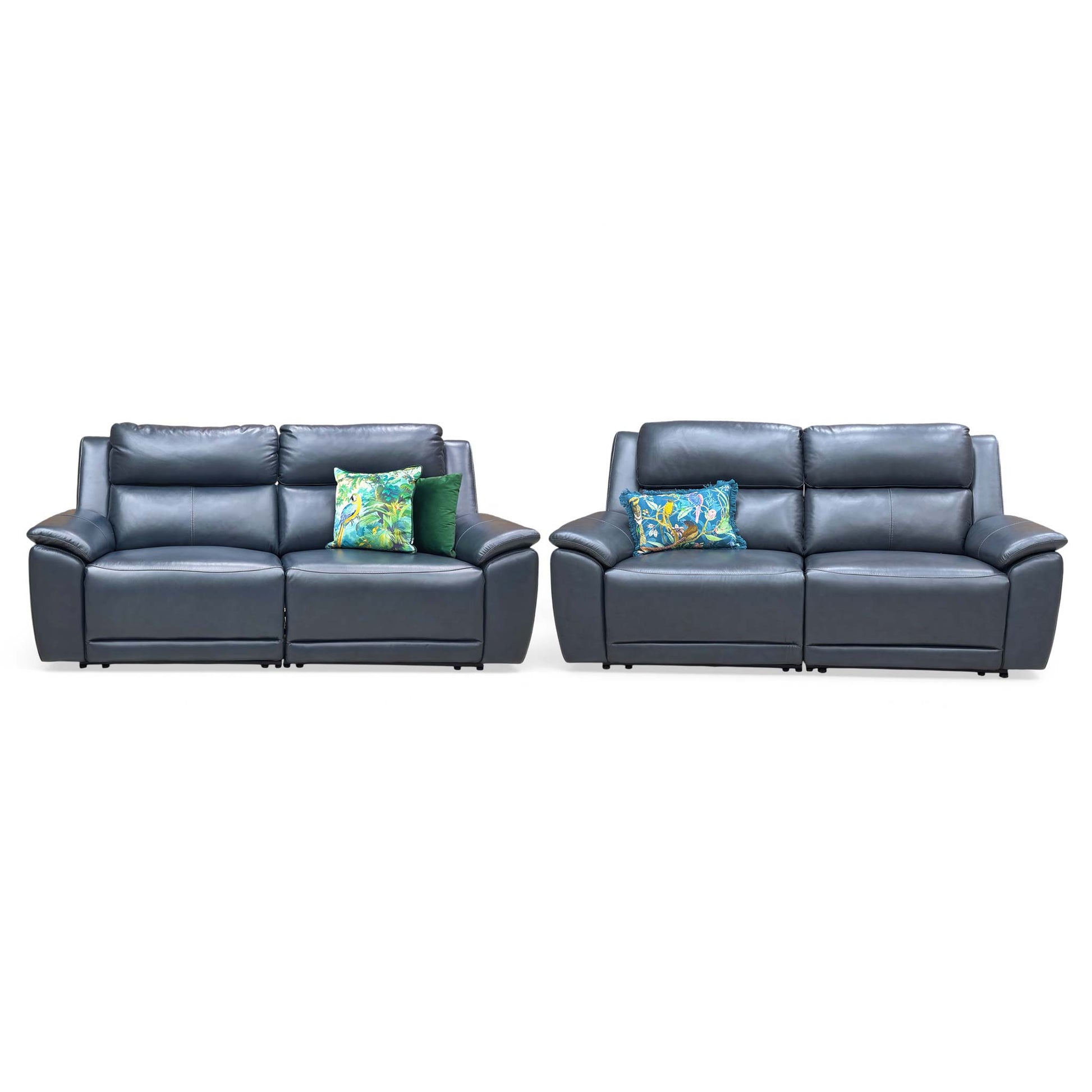 ‘Utah’ Natural Milled Navy Blue La-4828 Leather 3 + 3 Seater Sofa Power Recliner with Power Headrests and Power Lumbar - product photo 5