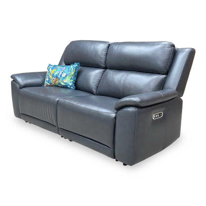 Angle shot of the sofa showing the high-back design and ergonomic support features.
