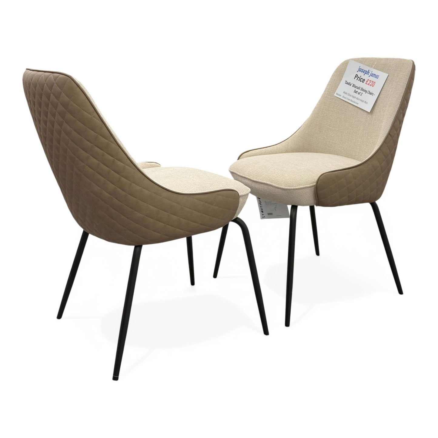 ‘Sadia’ Biscuit Combination Dual Material Dining Chair - Set of 2