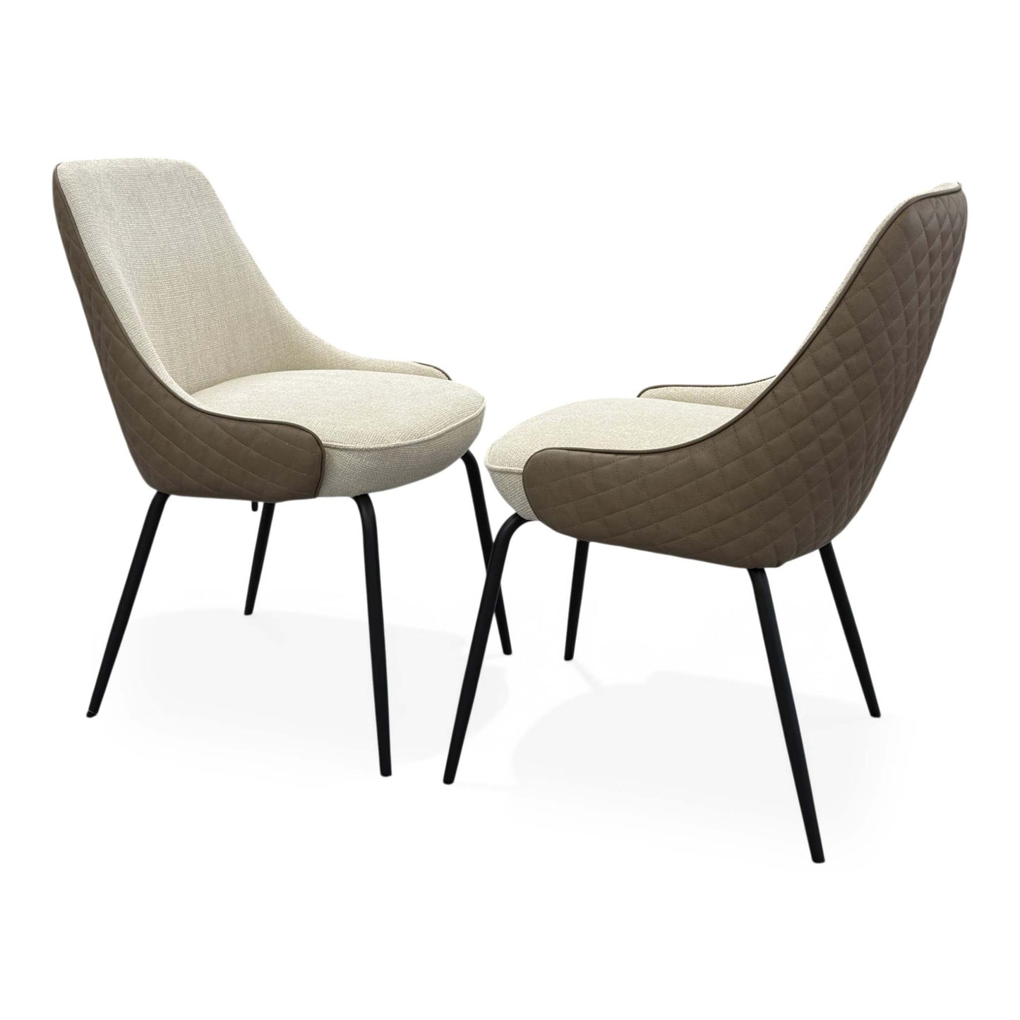 ‘Sadia’ Biscuit Combination Dual Material Dining Chair - Set of 2