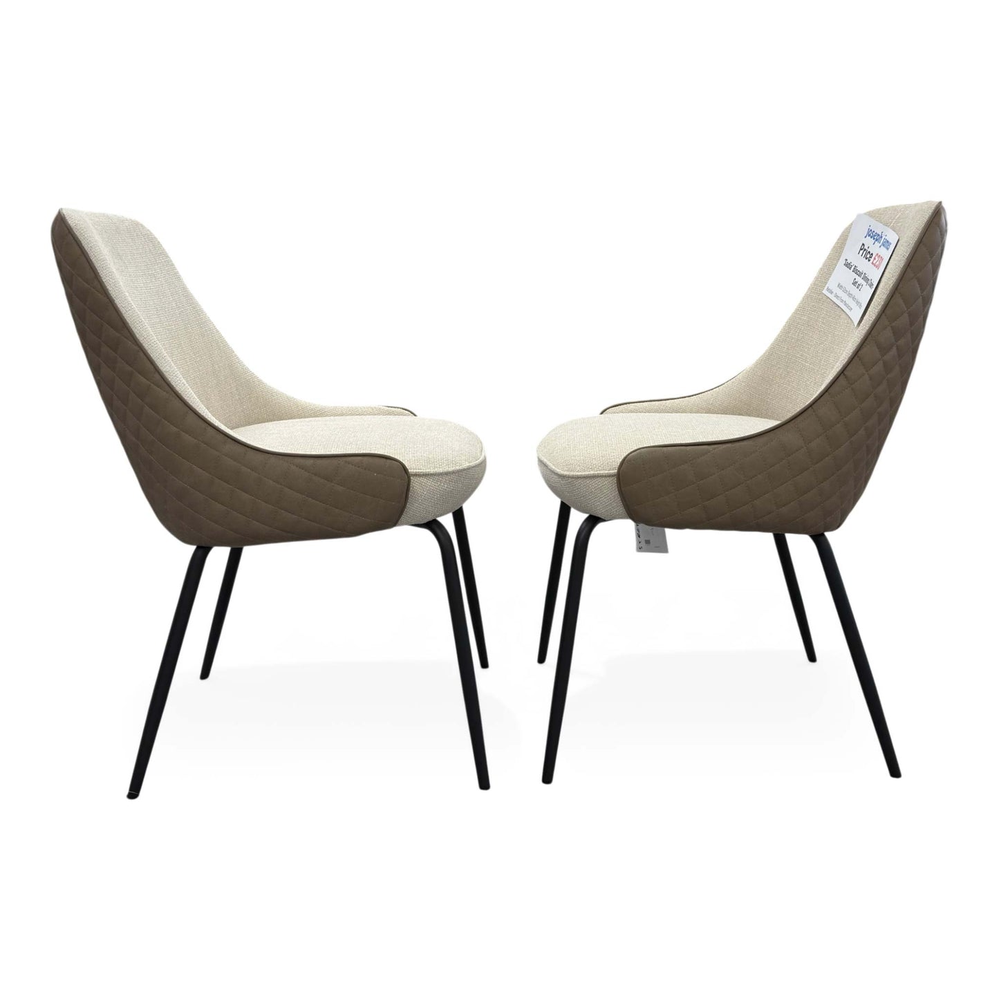 ‘Sadia’ Biscuit Combination Dual Material Dining Chair - Set of 2