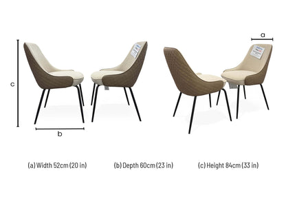 ‘Sadia’ Biscuit Combination Dual Material Dining Chair - Set of 2