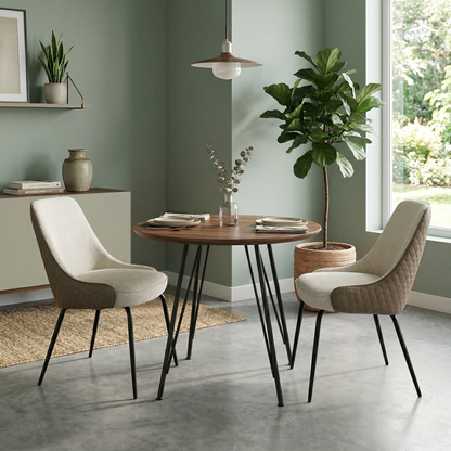 ‘Sadia’ Biscuit Combination Dual Material Dining Chair - Set of 2