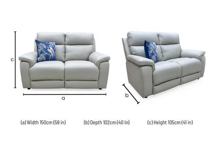 Dimensions diagram for the Raven 2-seater sofa: 150cm width, 102cm depth, and 105cm height.
